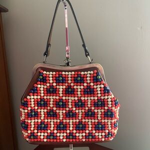 PATRICIA NASH Beaded Leather Frame Satchel - NWT